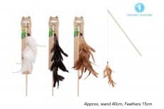 Natural Feather Cat Wand