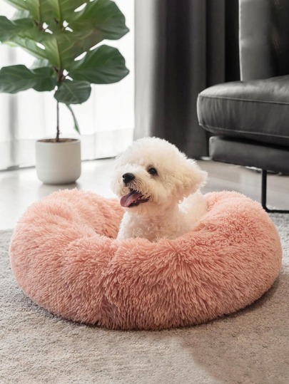Soft Calming Donut Bed - Premium Quality For Dogs & Cats - Pink - Medium