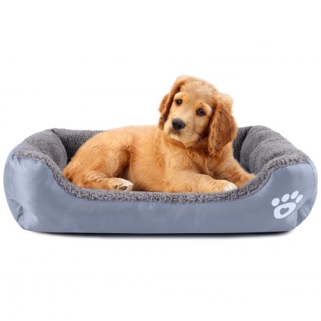 Dog Bed Warm Comfortable Plush Bedding - Grey - Medium