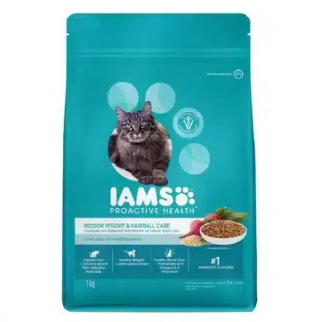 IAMS Indoor Weight & Hairball Care Chicken Dry Cat Food 1kg