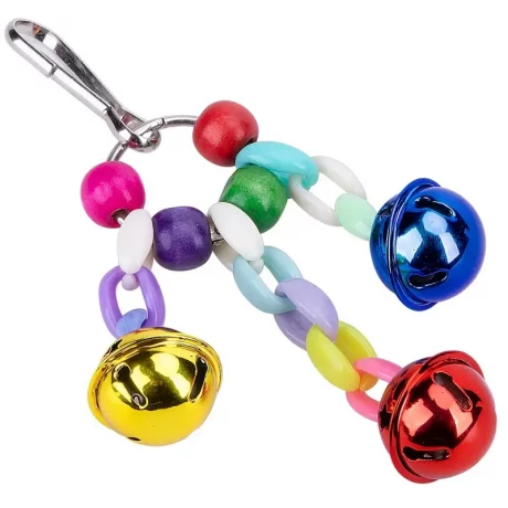 Colorful Hanging Bead & Bell Cluster Bird Toy
